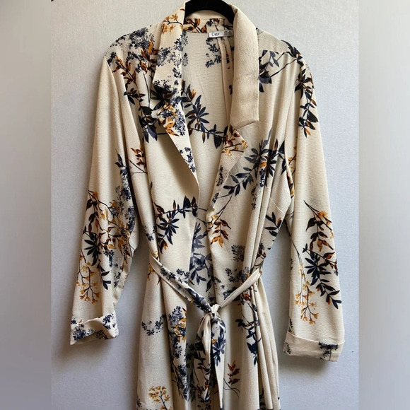 DEX floral belted duster  cardigan lightweight jacket Sz X (One size) - Picture 7 of 13